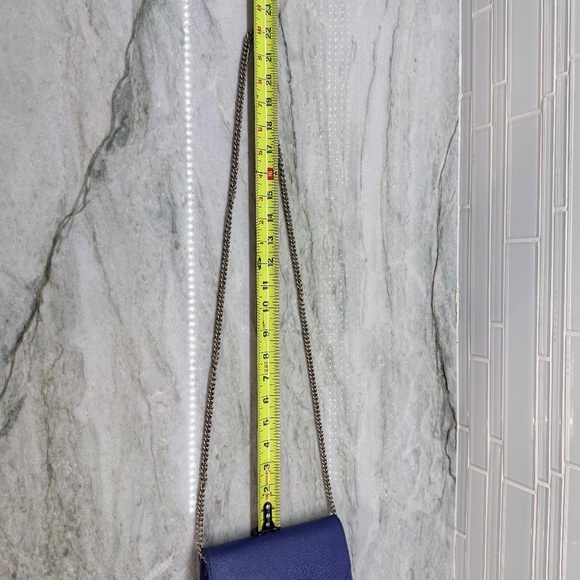 FURLA Navy Blue Crossbody With Gold Chain Strap - Picture 12 of 12